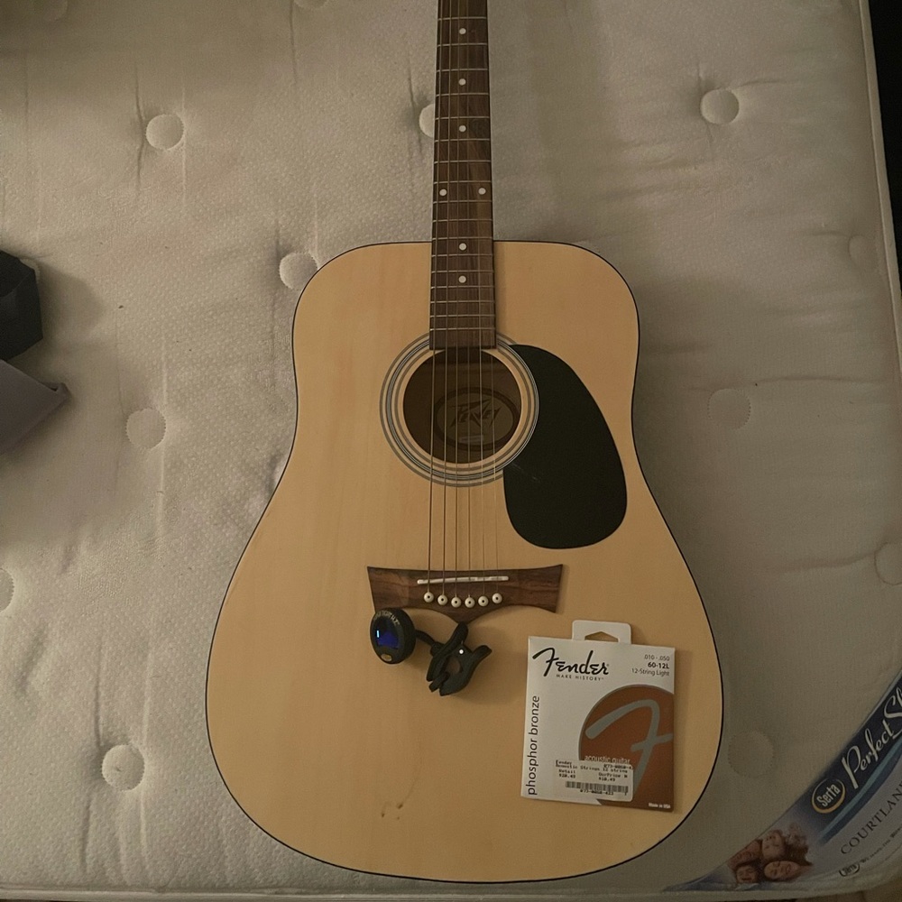 Peavey Acoustic Guitar with electronic tuner and new light strings.